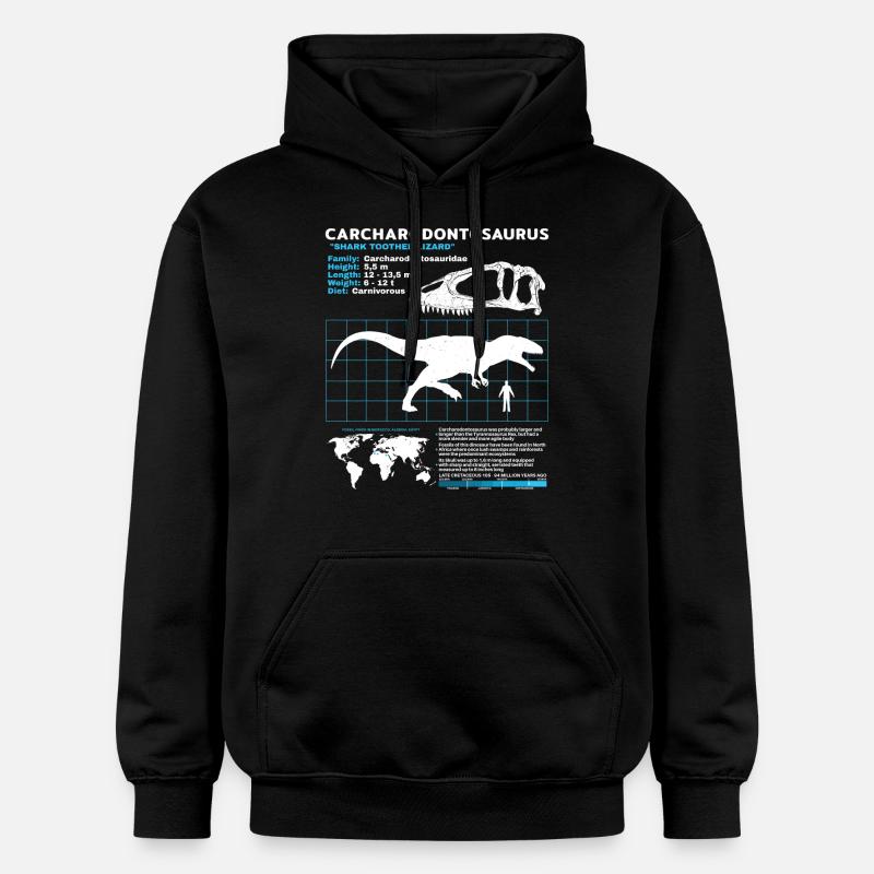 Carcharodontosaurus Datenblatt - Gildan Unisex Softstyle® Midweight Hoodie - Schwarz