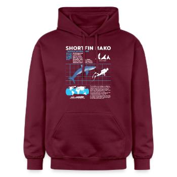 Fiche d’information sur Makohai - Sweat à capuche Softstyle® Gildan Unisexe - maroon - Devant - Liana (172cm) & Jaron (178cm)
