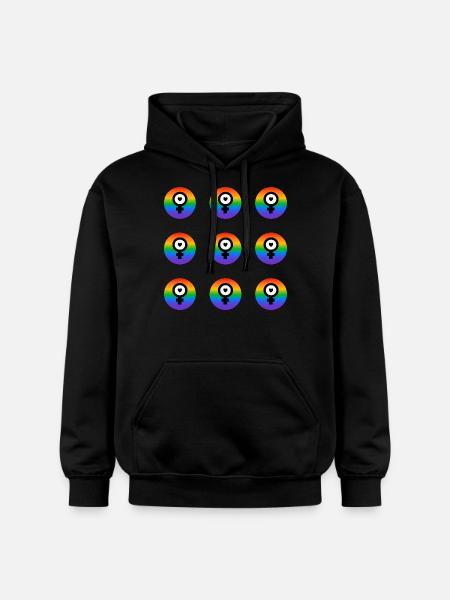 Feminist Icons - Rainbow Flag - Gildan Unisex Softstyle® Midweight Hoodie - black