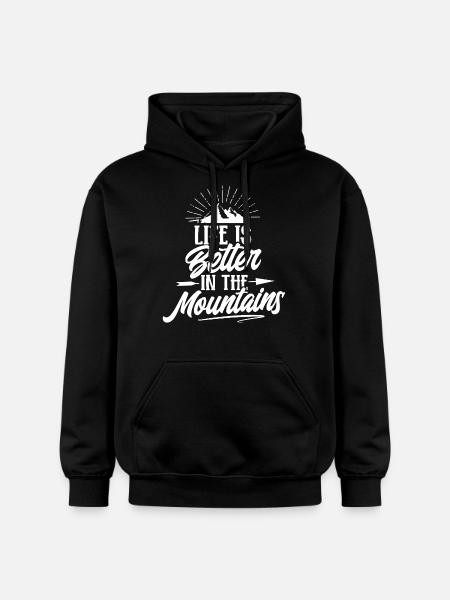 Hiking Mountains - Gildan Unisex Softstyle® Midweight Hoodie - black
