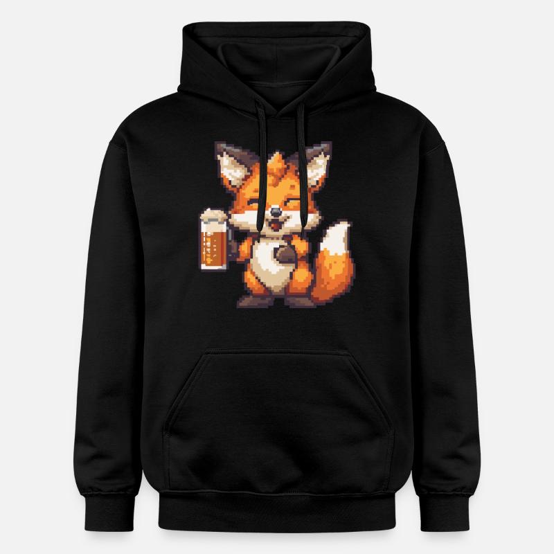 Fox bière pixel - Sweat à capuche Softstyle® Gildan Unisexe - noir