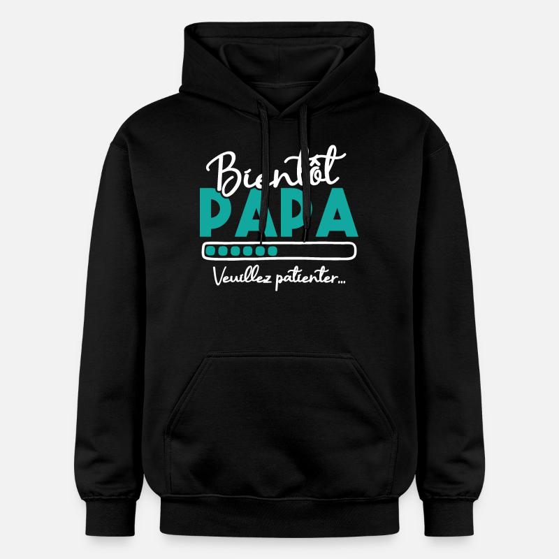 Bientôt papa veuillez patienter - Sweat à capuche Softstyle® Gildan Unisexe - noir