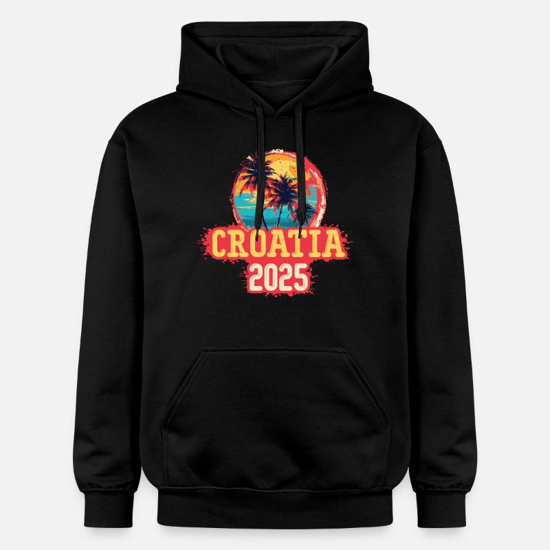 Croatie 2025 Palmiers - Sweat à capuche Softstyle® Gildan Unisexe - noir