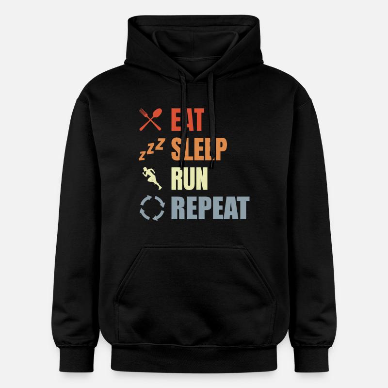 Manger, dormir, courir, répéter - Sweat à capuche Softstyle® Gildan Unisexe - noir