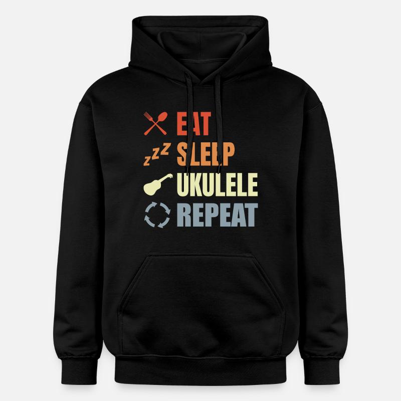 Manger dormir ukulélé répéter - Sweat à capuche Softstyle® Gildan Unisexe - noir