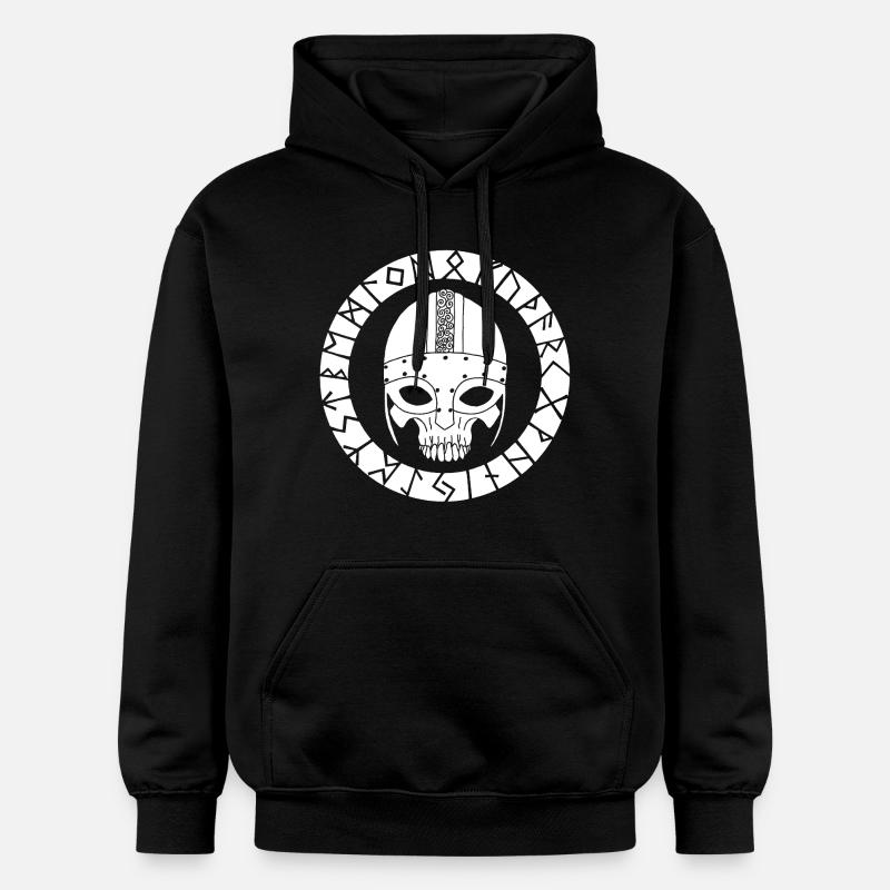 Crâne blanc et runes vikings - Sweat à capuche Softstyle® Gildan Unisexe - noir