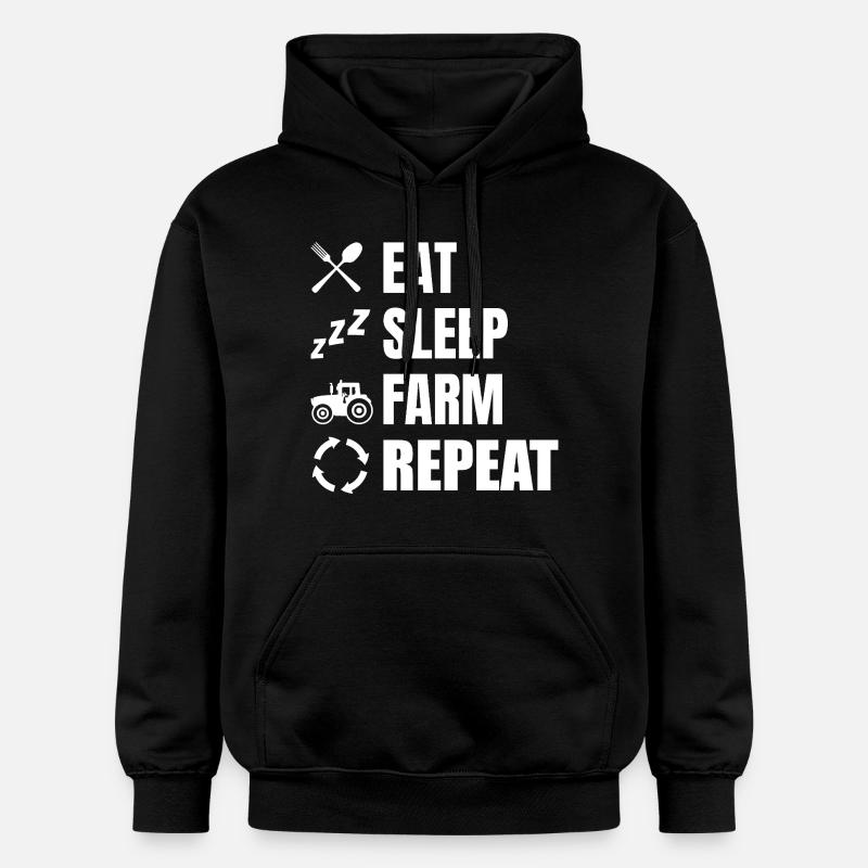 Manger, dormir, labourer, répéter - Sweat à capuche Softstyle® Gildan Unisexe - noir