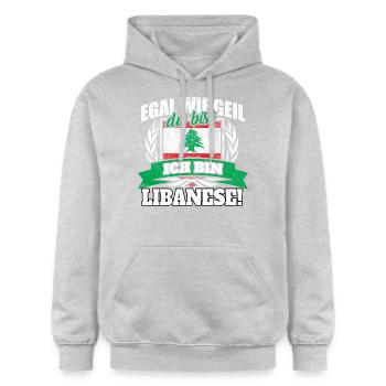 Libanese Libanon Libanesin Libanesisch Geschenk - Gildan Unisex Softstyle® Midweight Hoodie - Hellgrau meliert - Vorne - Liana (172cm) & Jaron (178cm)