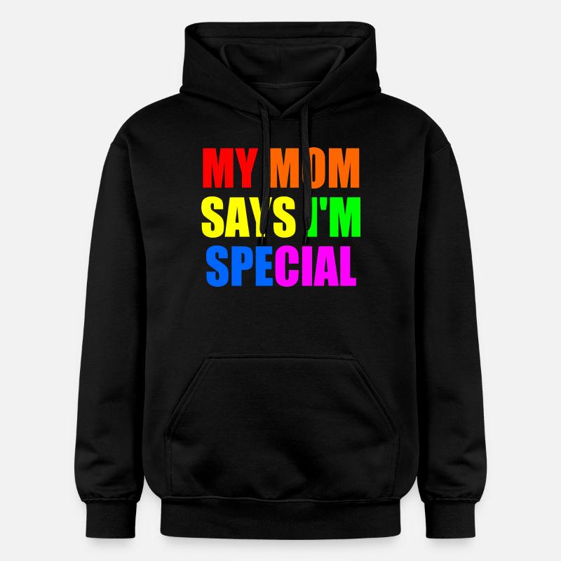 my mom says im special - Sweat à capuche Softstyle® Gildan Unisexe - noir