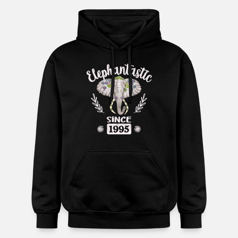 Elégeante depuis 1995, Tête d’éléphant décorée - Sweat à capuche Softstyle® Gildan Unisexe - noir