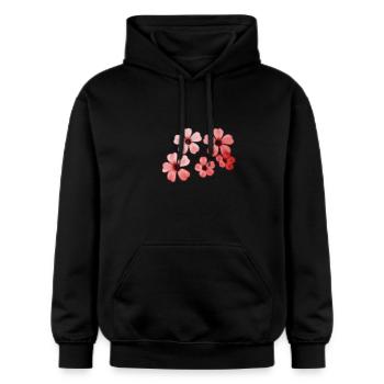 Blumen rot - Gildan Unisex Softstyle® Midweight Hoodie - Schwarz - Vorne - Marisol (170cm) & Nik (191cm)