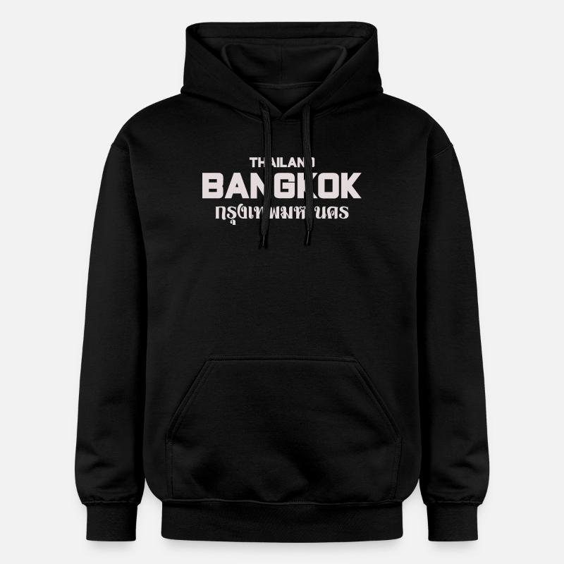 Paysage urbain majuscule de Bangkok - Sweat à capuche Softstyle® Gildan Unisexe - noir
