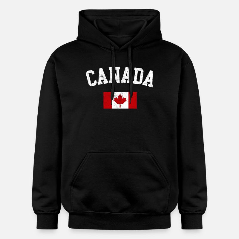 Canada Arc with Maple Flag - Gildan Unisex Softstyle® Midweight Hoodie - black