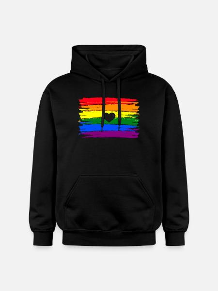 Regenboogvlag hart LGBT Gay Pride - Gildan uniseks Softstyle® Midweight hoodie - zwart