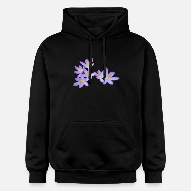 Fleurs de printemps violettes (crocus) - Sweat à capuche Softstyle® Gildan Unisexe - noir