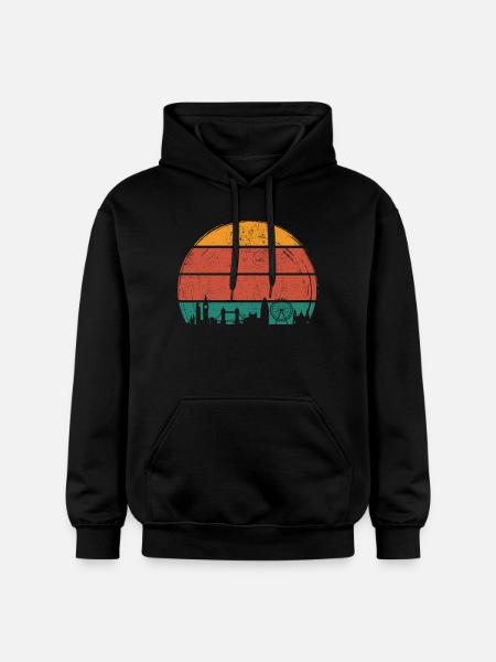 Sunset Skyline Silhouette - Gildan Unisex Softstyle® Midweight Hoodie - black