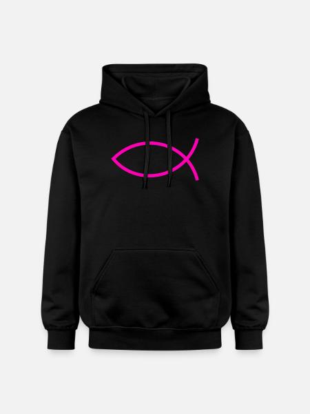 Jesús pez pez icthys rosado pez pez - Sudadera con capucha unisex de peso medio Softstyle® de Gildan - negro