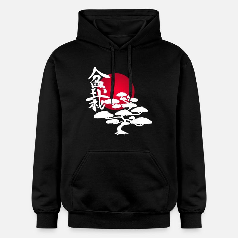 Arbre blanc et soleil rouge - Sweat à capuche Softstyle® Gildan Unisexe - noir