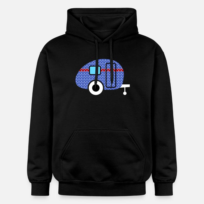 Caravan Knitting Pattern Caravan Camping Winter - Gildan Unisex Softstyle® Midweight Hoodie - black