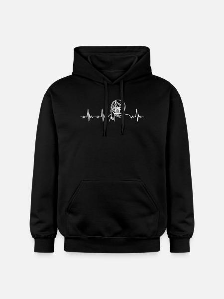 photographer heartbeat with photo camera - Gildan Unisex Softstyle® Midweight Hoodie - black