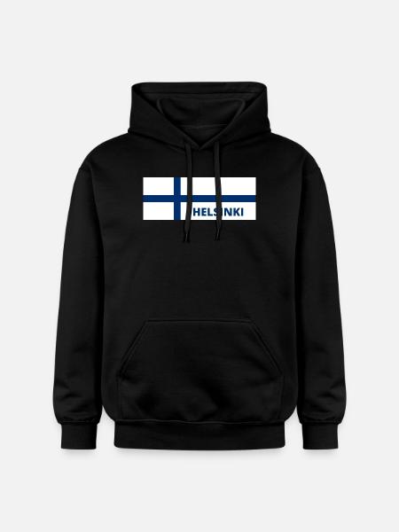 Helsinki City in Finnish Flag - Gildan Unisex Softstyle® Midweight Hoodie - black