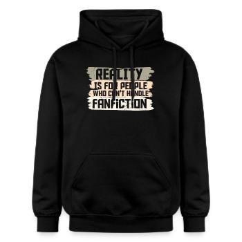 Reality and Fanfiction Mashup Design - Gildan Unisex Softstyle® Midweight Hoodie - Schwarz - Vorne - Marisol (170cm) & Nik (191cm)