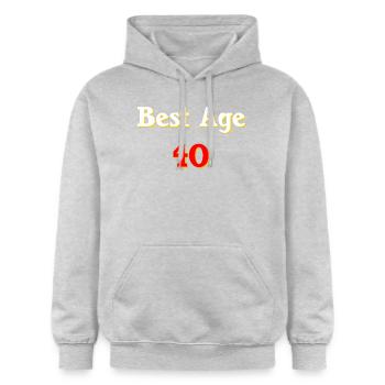 sprücheshirts, best age 40 - Gildan Unisex Softstyle® Midweight Hoodie - Hellgrau meliert - Vorne - Liana (172cm) & Jaron (178cm)