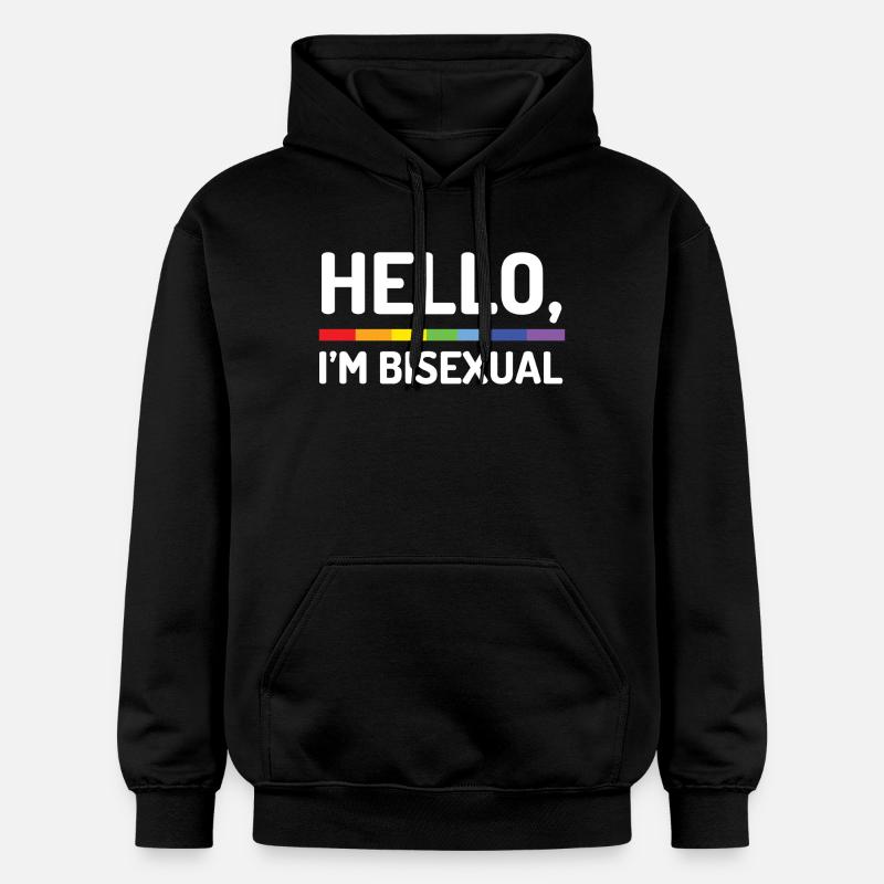 Hello, I’m Bisexual - Gildan Unisex Softstyle® Midweight Hoodie - black