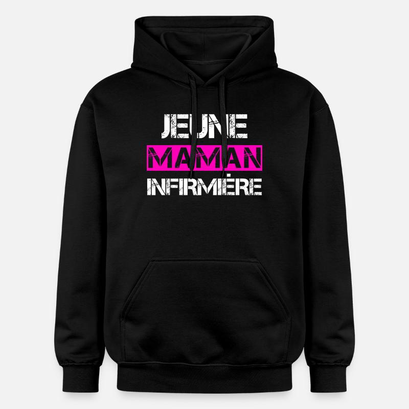 Jeune Maman Infirmière - Sweat à capuche Softstyle® Gildan Unisexe - noir