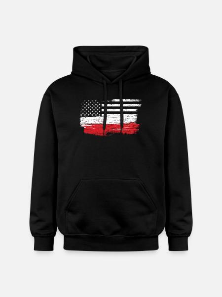 Brushed U.S. Flag Art - Gildan Unisex Softstyle® Midweight Hoodie - black
