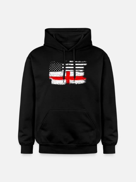 Grunge Flag Fusion USA UK Cross - Gildan Unisex Softstyle® Midweight Hoodie - black