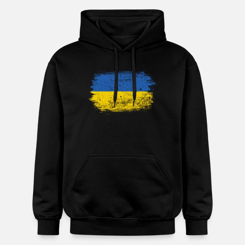Coup de pinceau du drapeau ukrainien - Sweat à capuche Softstyle® Gildan Unisexe - noir