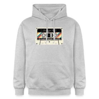 Jahrgang 1982 Kassette 40er Jahre - Gildan Unisex Softstyle® Midweight Hoodie - Hellgrau meliert - Vorne - Liana (172cm) & Jaron (178cm)