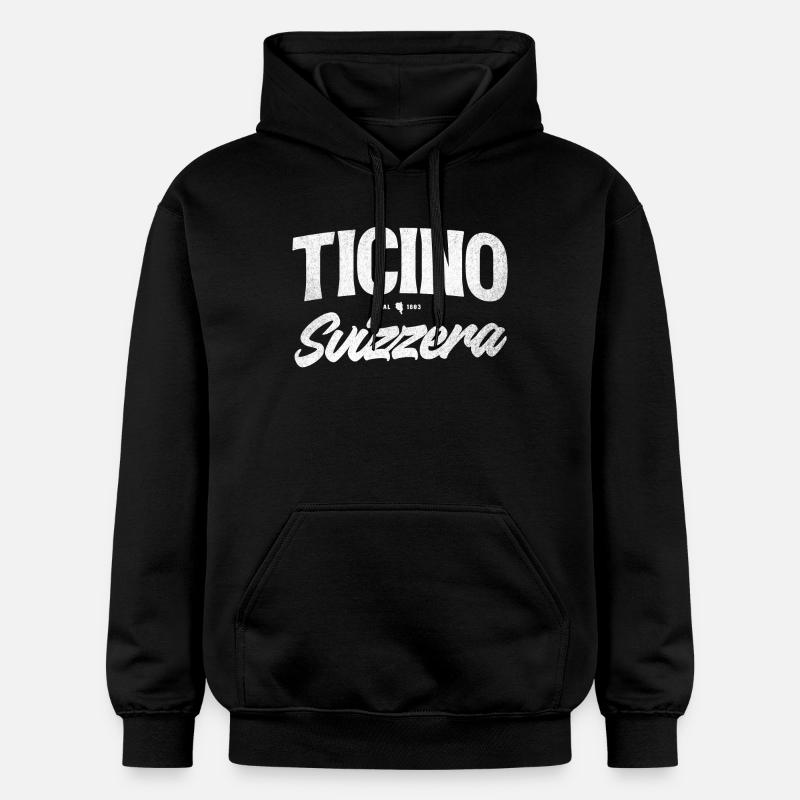 Logo d’écriture Tessin Suisse - Sweat à capuche Softstyle® Gildan Unisexe - noir
