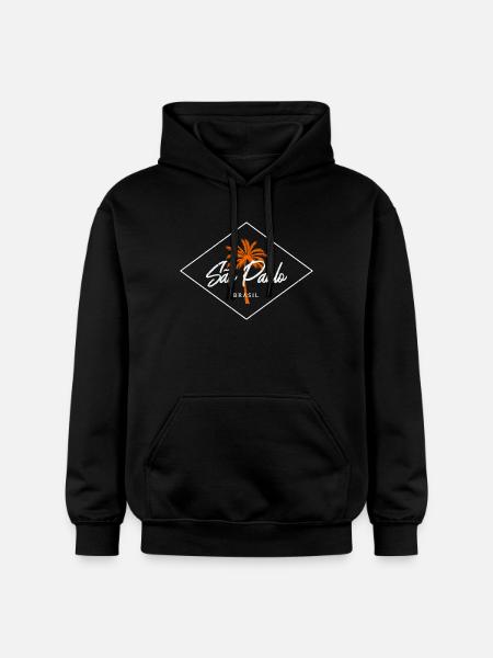 Sao Paulo Palm Logo - Gildan Unisex Softstyle® Midweight Hoodie - black