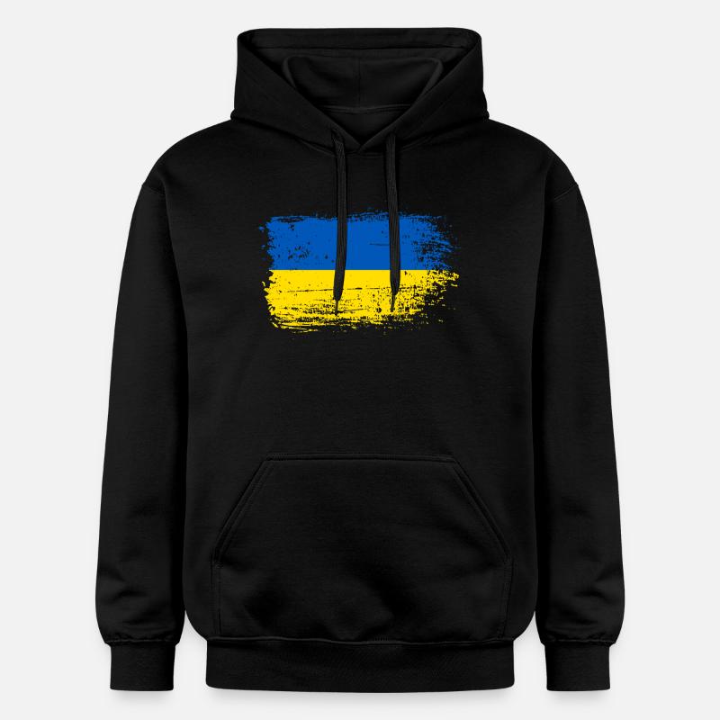 Drapeau Coup de pinceau Ukraine - Sweat à capuche Softstyle® Gildan Unisexe - noir