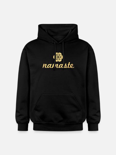 Namaste Yoga Fiore d'oro della vita Shanti Ornamento - Felpa con cappuccio unisex Softstyle® Gildan con grammatura media - nero
