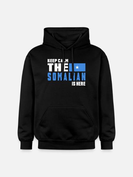 Keep calm Somalia flag design - Gildan Unisex Softstyle® Midweight Hoodie - black