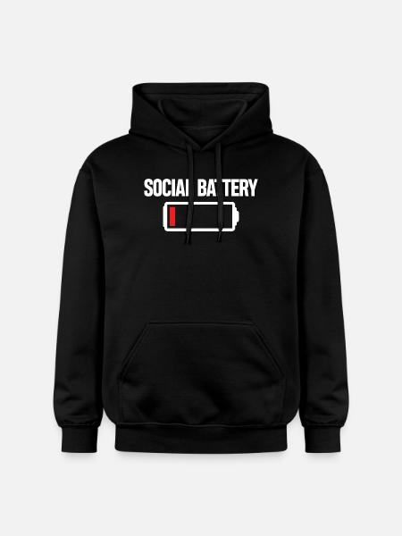 Social Battery Icon Tee - Gildan Unisex Softstyle® Midweight Hoodie - black