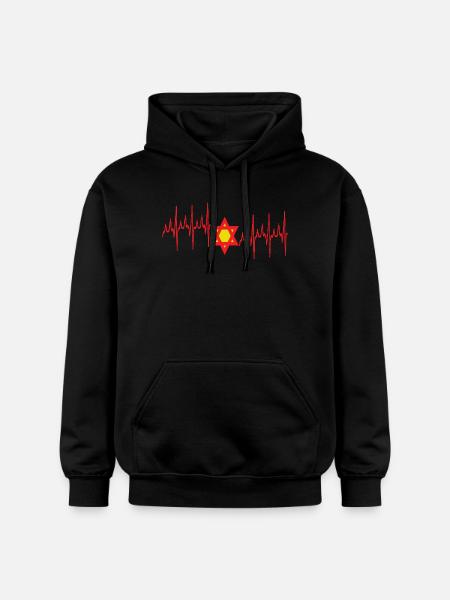 David's Star on cardiac signals. - Gildan Unisex Softstyle® Midweight Hoodie - black