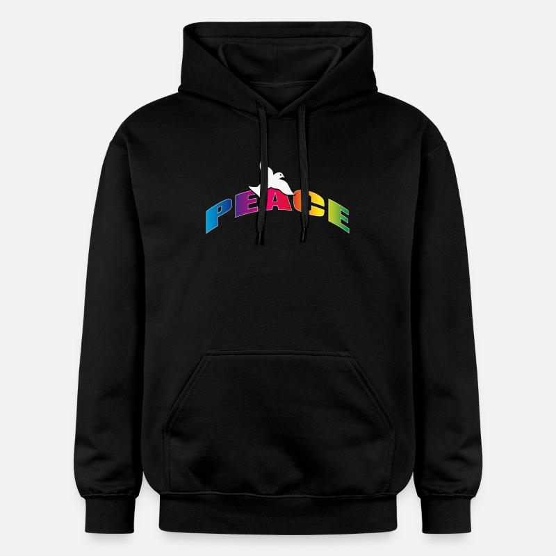 Peace mit Taube Regenbogenfarben - Gildan Unisex Softstyle® Midweight Hoodie - Schwarz