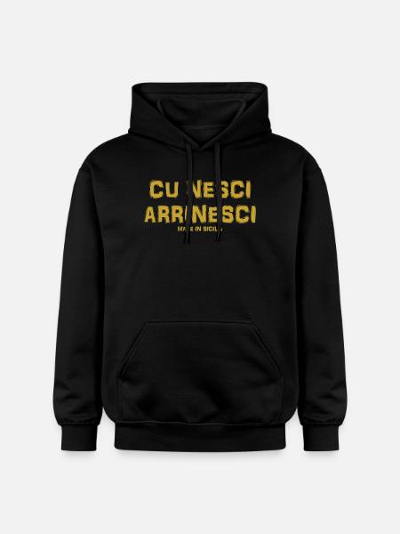maglietta Sicilia proverbio siciliano Trinacria - Felpa con cappuccio unisex Softstyle® Gildan con grammatura media - nero