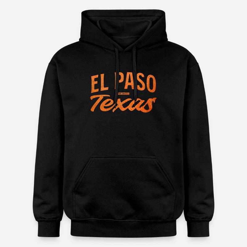 El Paso Texas Script Logo - Gildan Unisex Softstyle® Midweight Hoodie - black