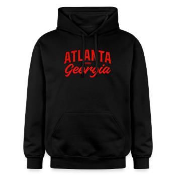 Logo d’écriture d’Atlanta Georgia - Sweat à capuche Softstyle® Gildan Unisexe - noir - Devant - Marisol (170cm) & Nik (191cm)