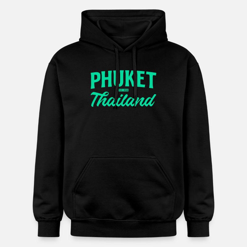 Écriture sarcelle de Phuket Thaïlande - Sweat à capuche Softstyle® Gildan Unisexe - noir