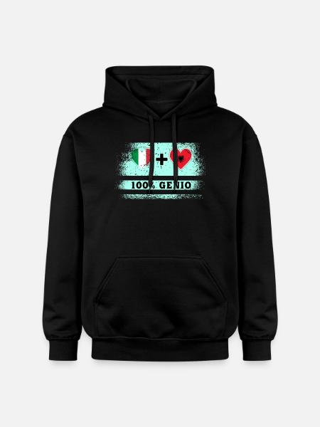 Italia e Albania 100% bandiera genio - Felpa con cappuccio unisex Softstyle® Gildan con grammatura media - nero