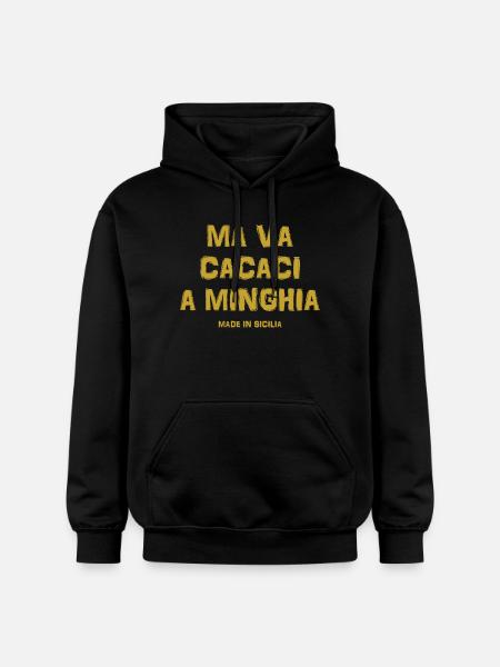 Sicilia t-shirt maglietta testo siciliano - Felpa con cappuccio unisex Softstyle® Gildan con grammatura media - nero