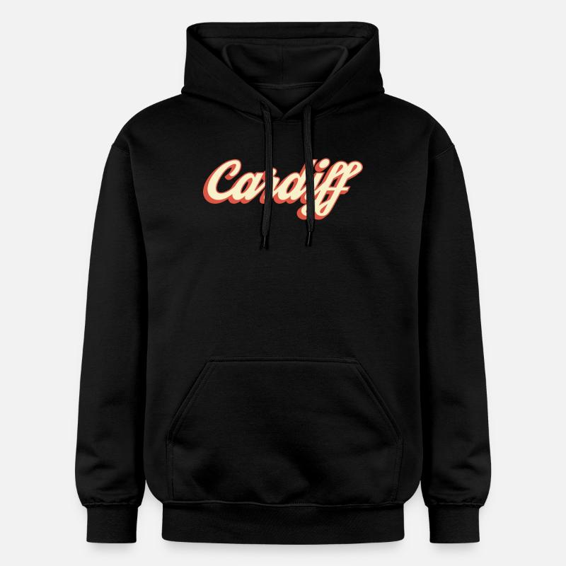 Logo rétro Script de Cardiff - Sweat à capuche Softstyle® Gildan Unisexe - noir