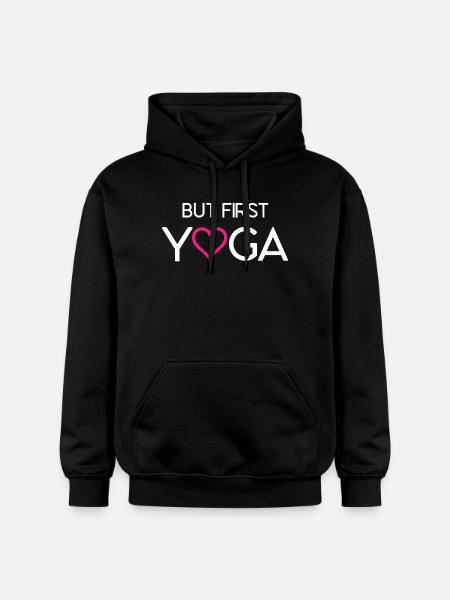 But First Yoga - Gildan Unisex Softstyle® Midweight Hoodie - black