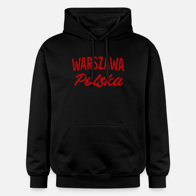 Warszawa Polska Retro Script - Sweat à capuche Softstyle® Gildan Unisexe - noir